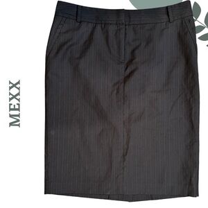 MEXX Black Pinstripe Pencil Skirt Front Zipper– Size 10